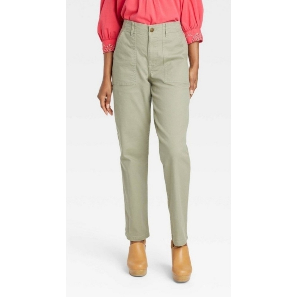 NEW Knox Rose High Rise Green Straight Leg Pants